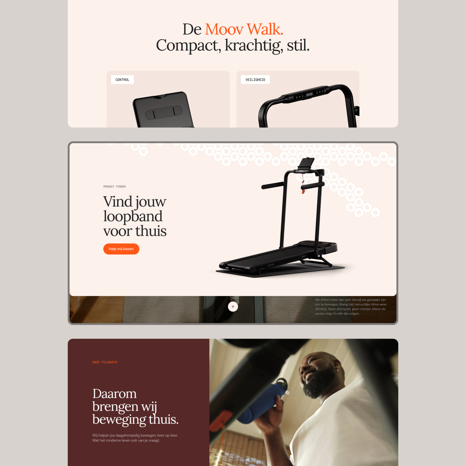 Minimal product showcase of Moov walking device interface with premium digital product presentation and typography.