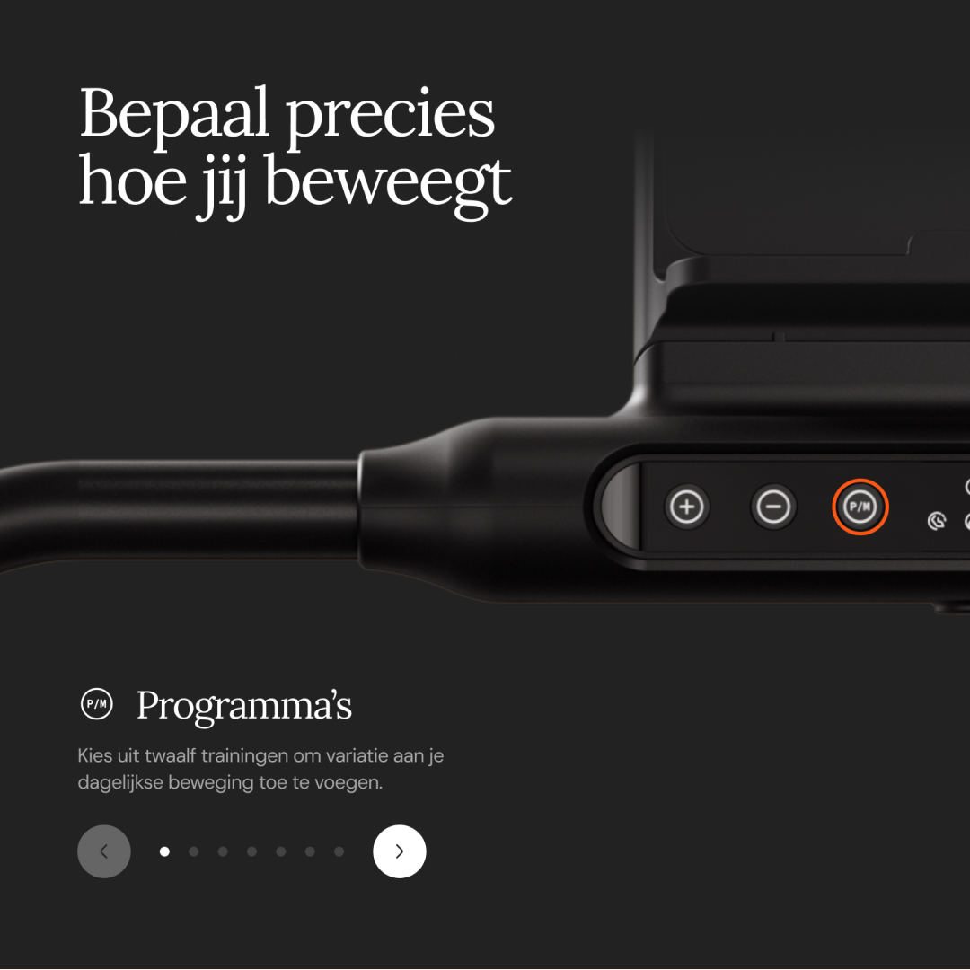 Minimal product showcase of Moov walking device interface with premium digital product presentation and typography.